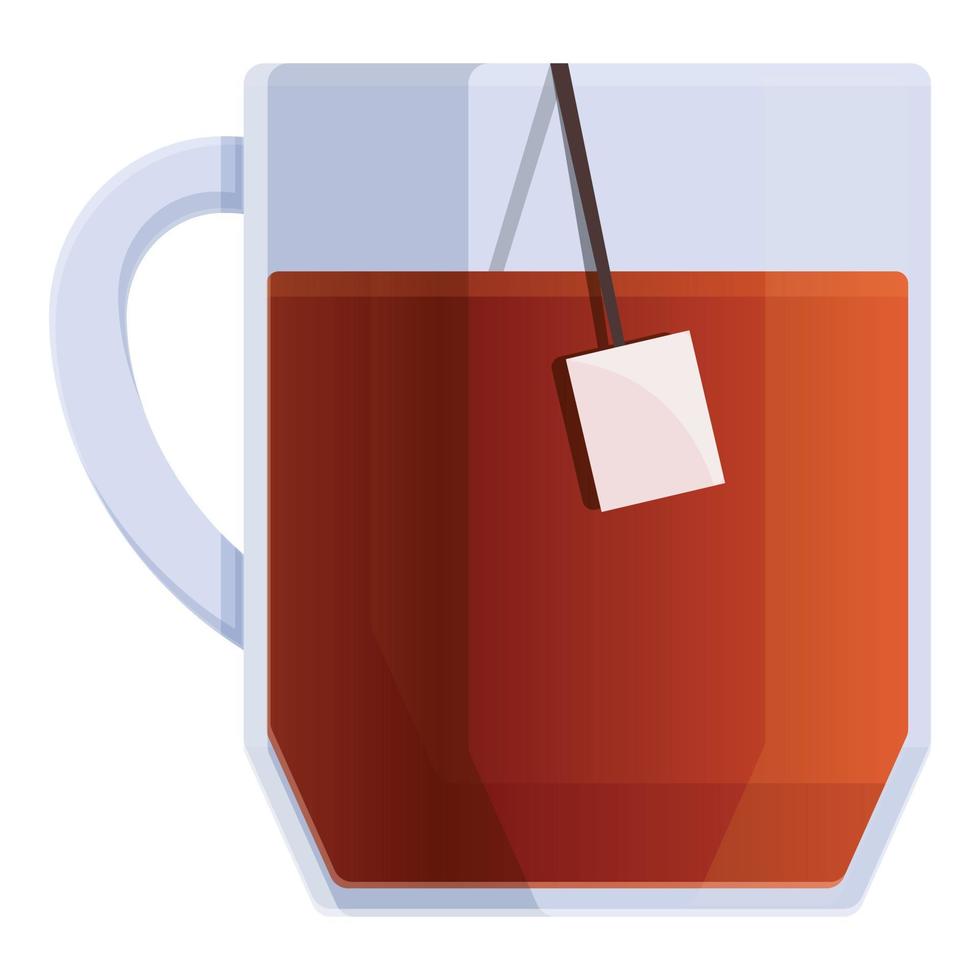 icono de taza de té negro, estilo de dibujos animados vector