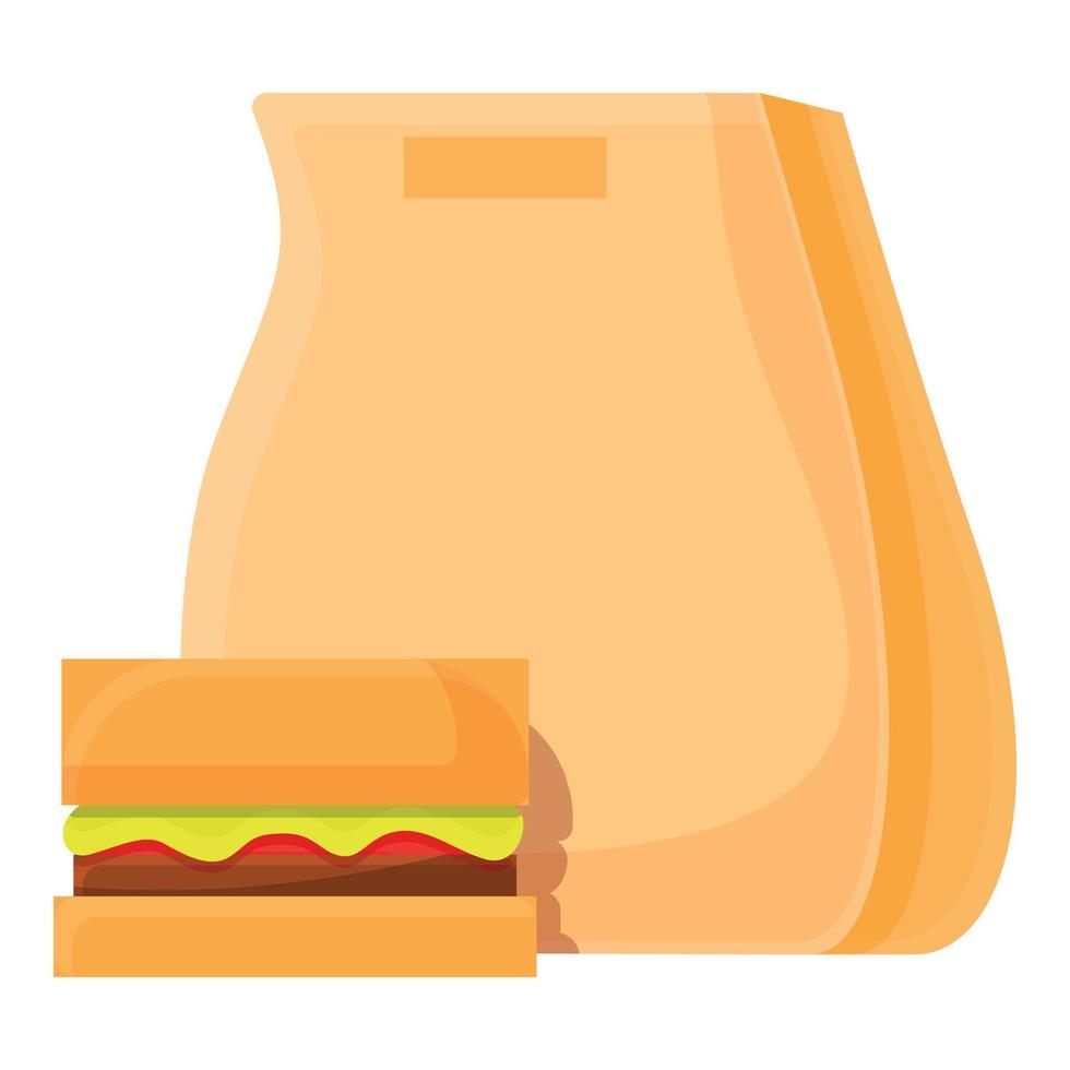 icono de paquete de almuerzo, estilo de dibujos animados vector