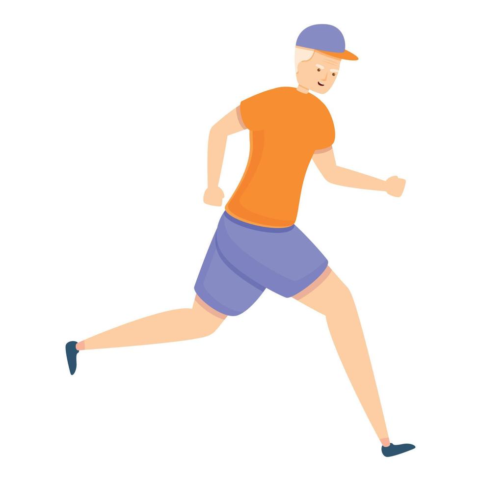 icono de anciano corriendo, estilo de dibujos animados vector