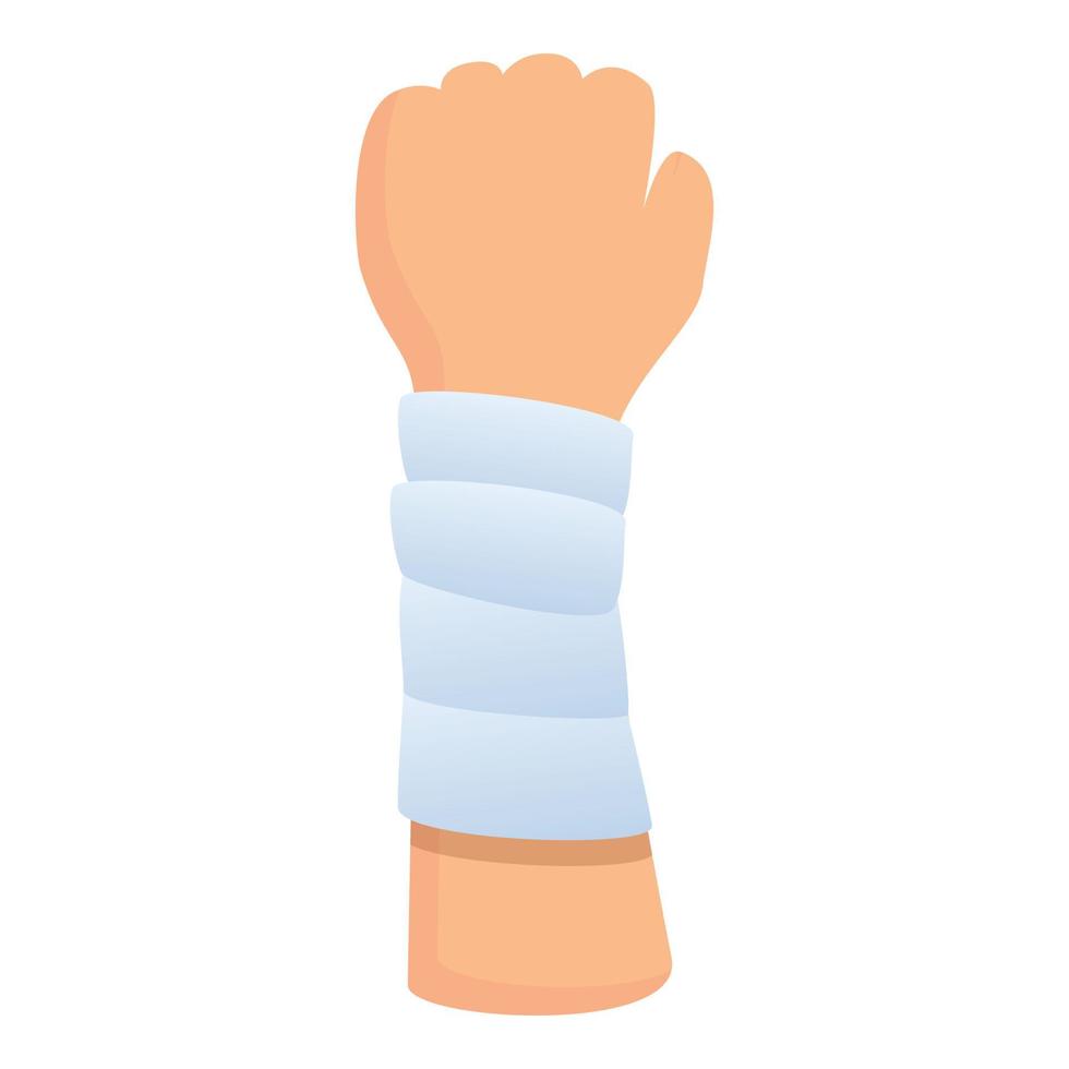 Hand bandage icon, cartoon style vector