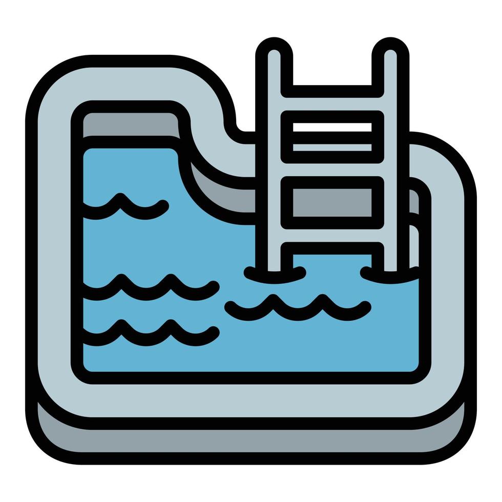 icono de la piscina del pueblo, estilo de esquema vector