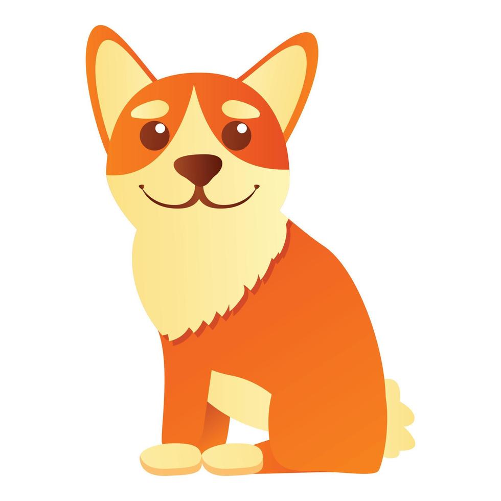 Stay corgi dog icon, cartoon style vector