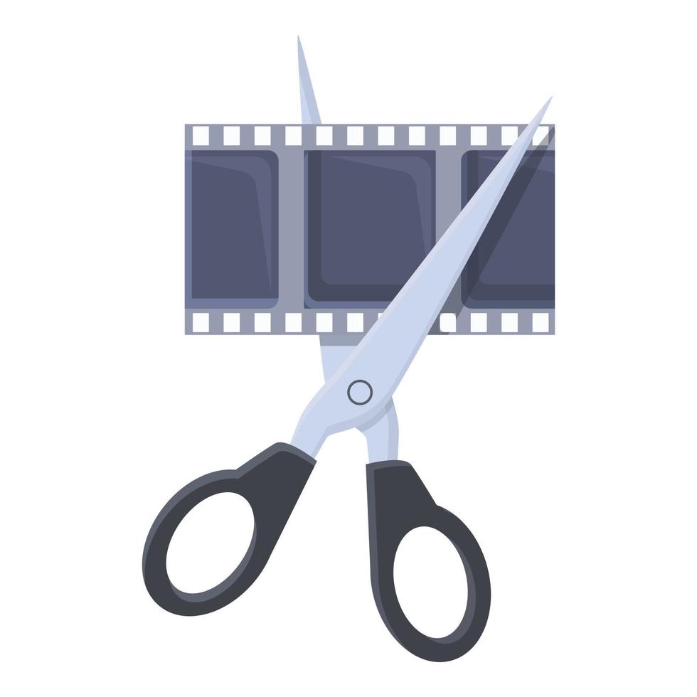 Manual video editing icon, cartoon style vector