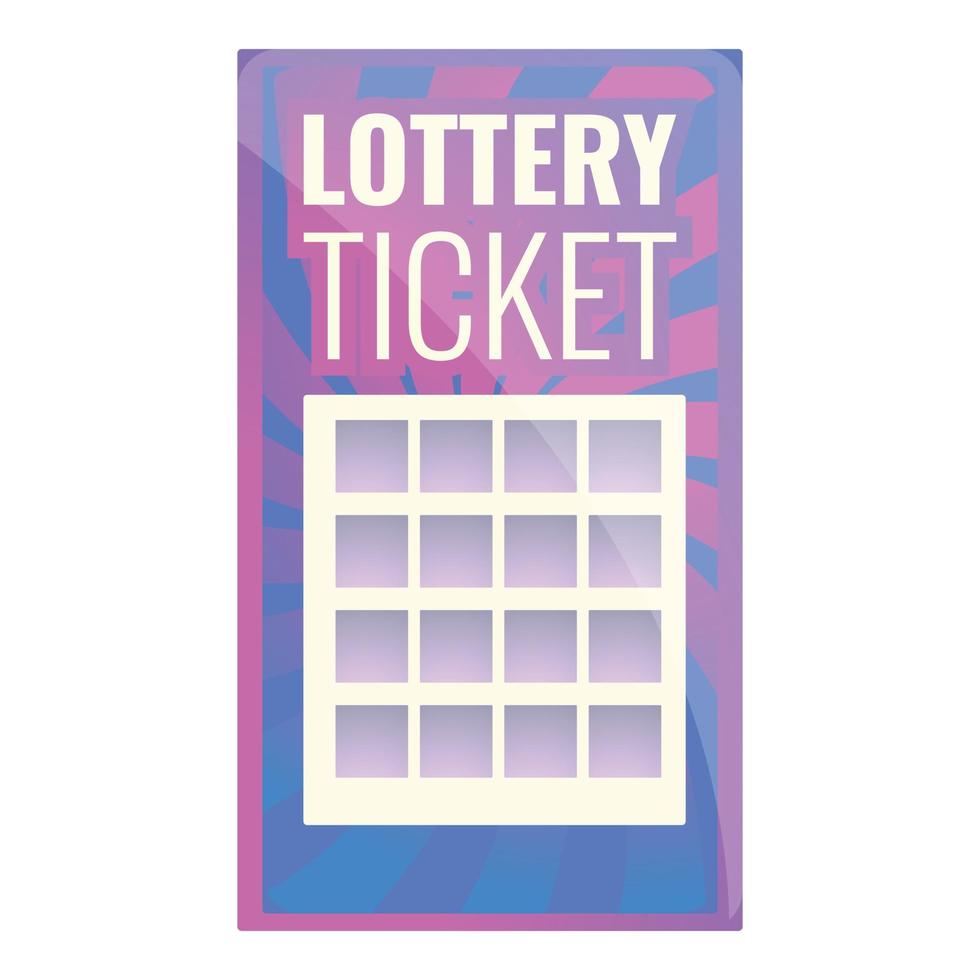 icono de billete de lotería de tarjeta, estilo de dibujos animados vector
