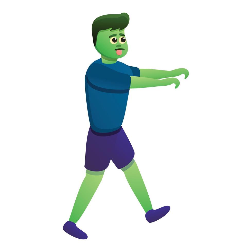 icono de niño caminando zombie, estilo de dibujos animados vector