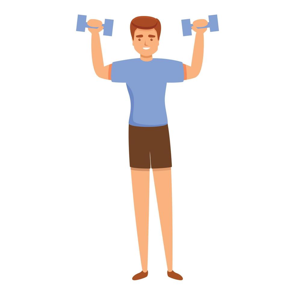 Home training dumbbell exercise icon, cartoon style vector