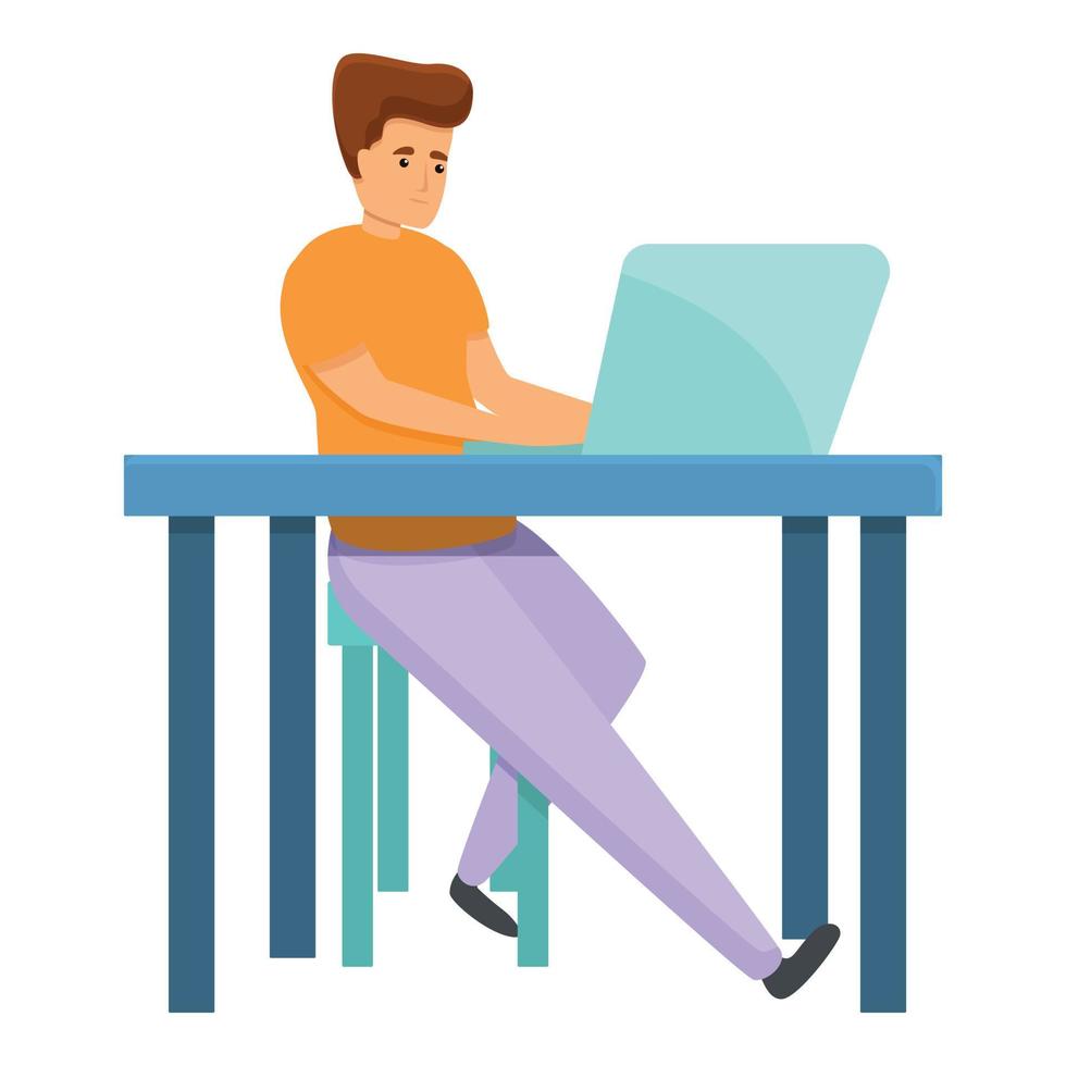 Distance home working icon, cartoon style vector