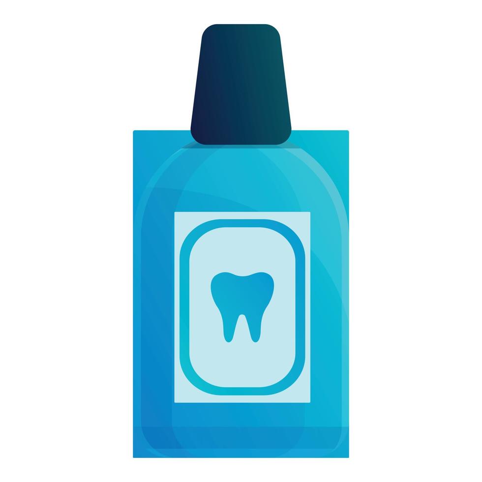 Mouthwash bottle icon, cartoon style vector