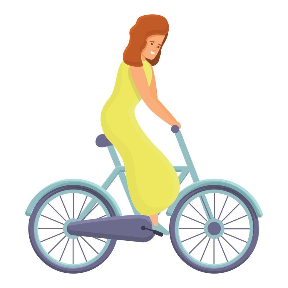 icono de bicicleta de paseo madre, estilo de dibujos animados vector