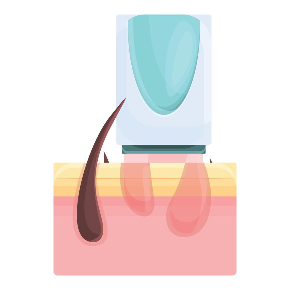 Laser hair removal process icon, cartoon style vector