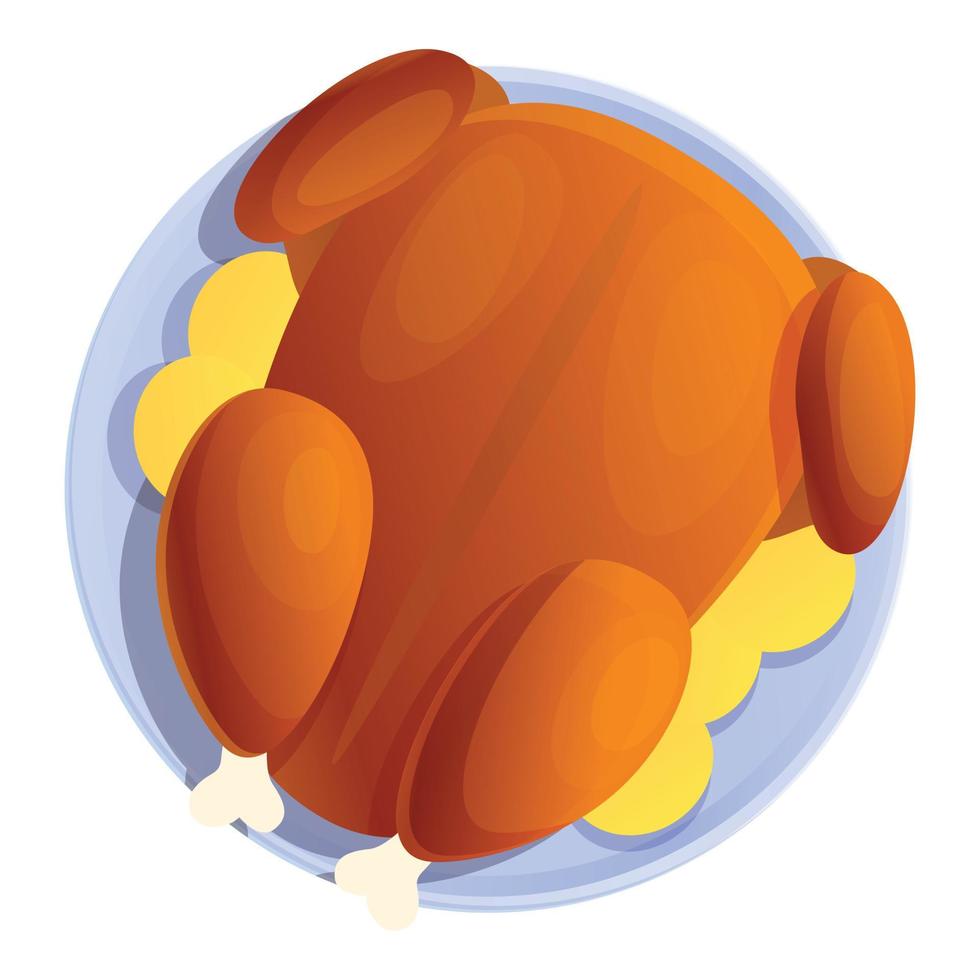 icono de pollo frito, estilo de dibujos animados vector