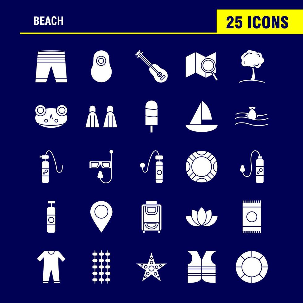 Beach Solid Glyph Icon for Web Print and Mobile UXUI Kit Such as Shorts Holiday Vacation Wear Swimming Pool Sea Instrument Pictogram Pack Vector