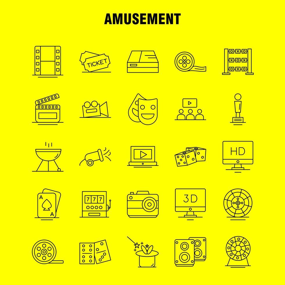 Amusement Line Icon for Web Print and Mobile UXUI Kit Such as Entertainment Movie Oscar Award 3d Display Monitor Preview Pictogram Pack Vector