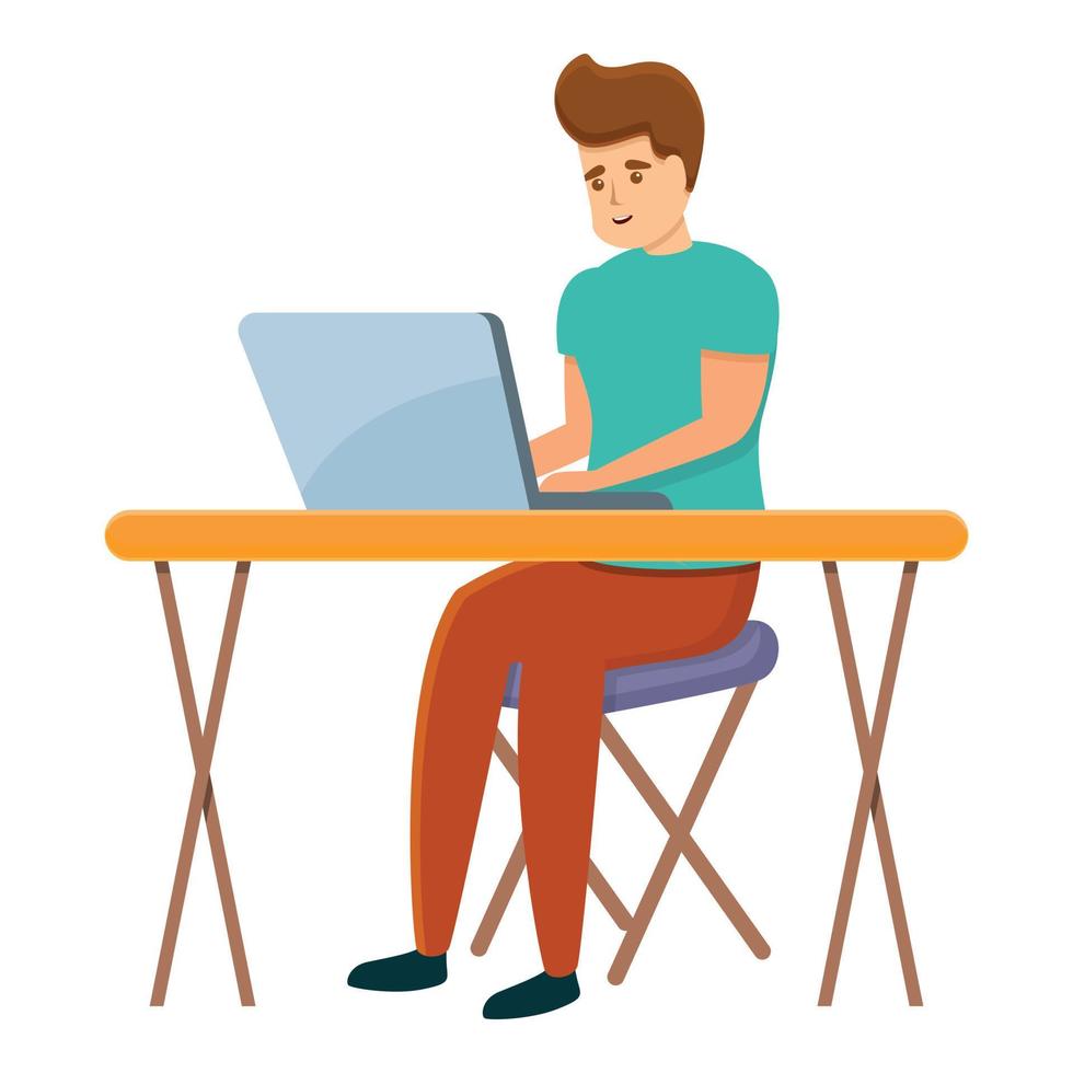 Computer home work icon, cartoon style vector