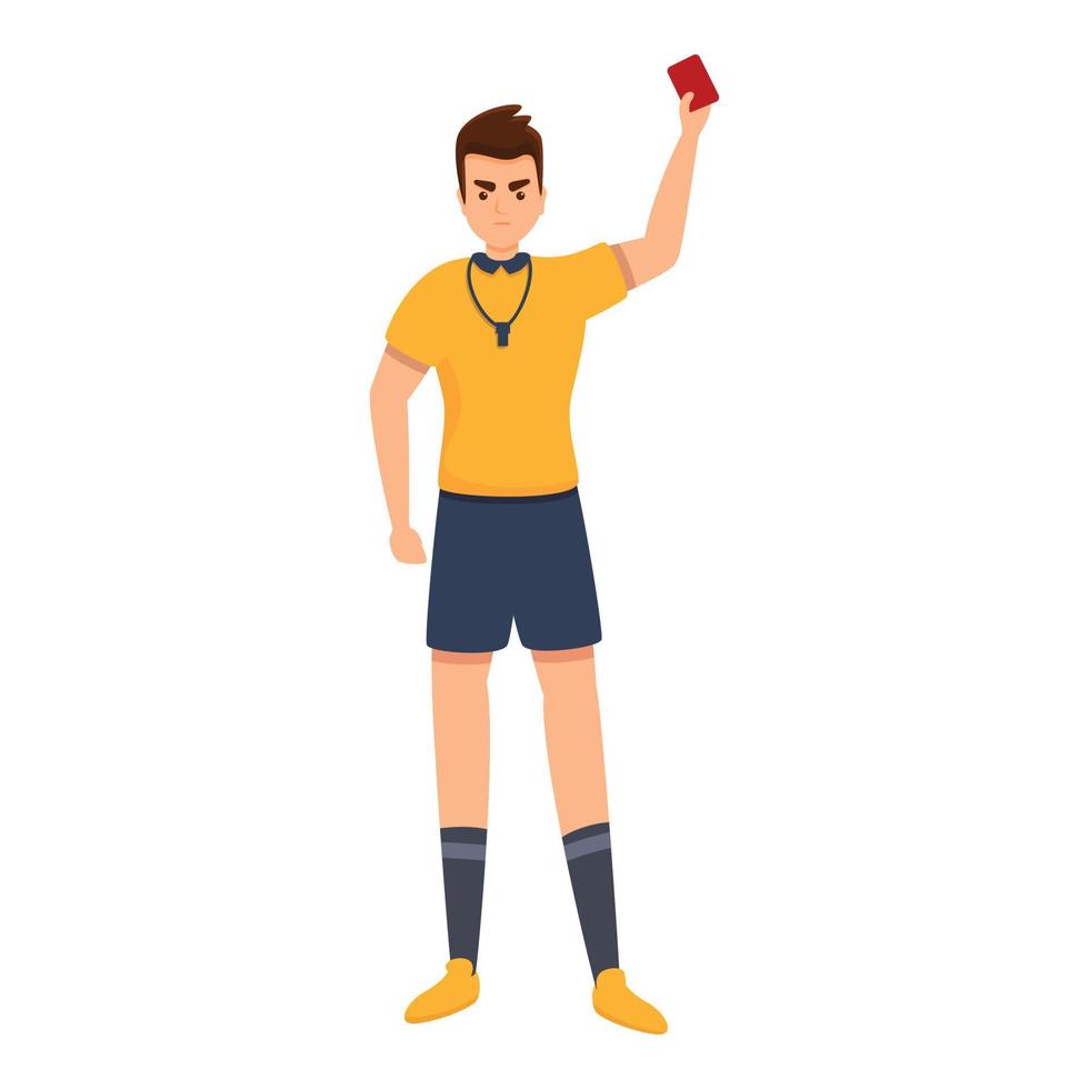 árbitro mostrar icono de tarjeta roja, estilo de dibujos animados vector