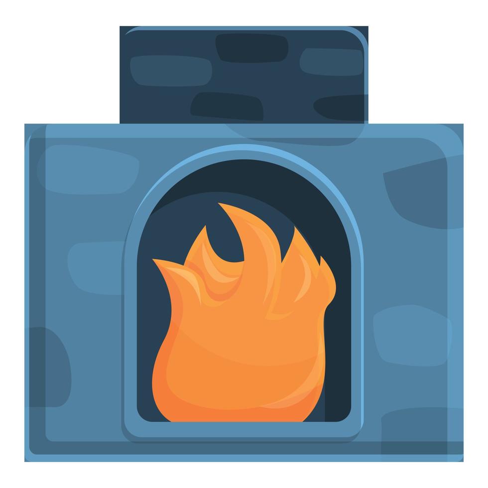 Home fireplace icon, cartoon style vector