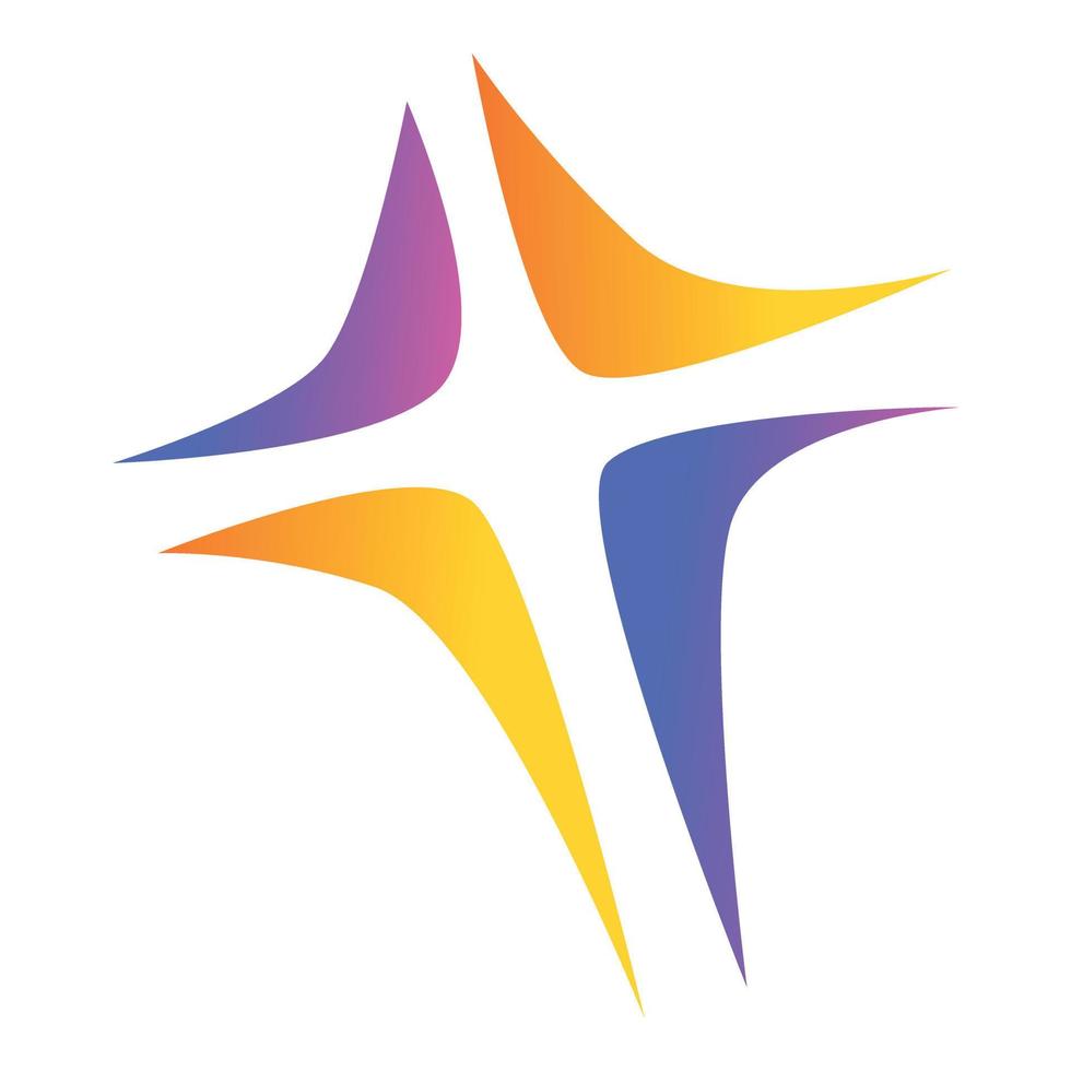 Abstract cross icon, cartoon style vector
