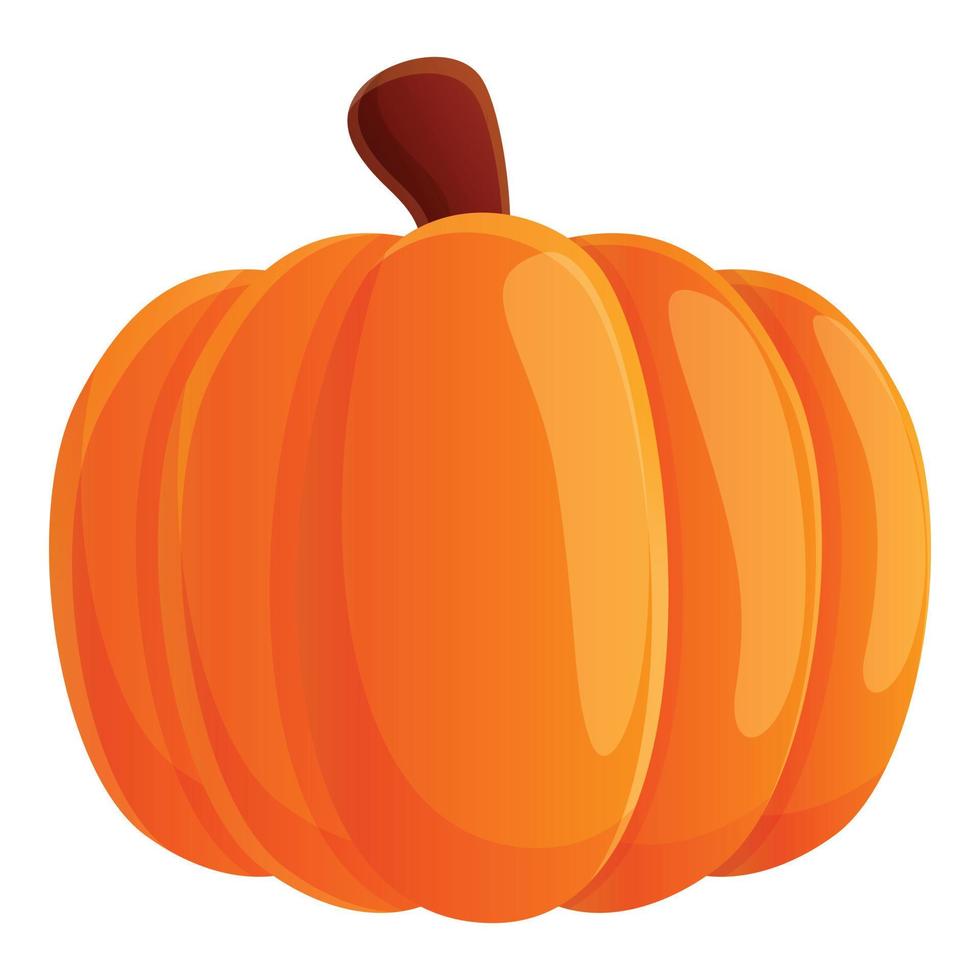 Autumn party pumpkin icon, cartoon style vector