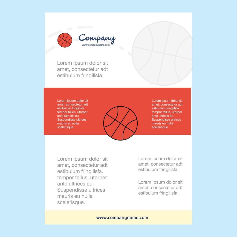 Template layout for Basket ball comany profile annual report presentations leaflet Brochure Vector Background
