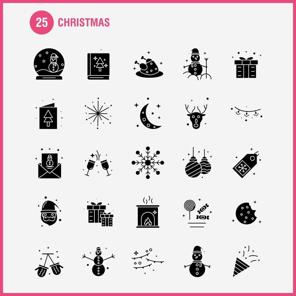 Christmas Solid Glyph Icons Set For Infographics Mobile UXUI Kit And Print Design Include Mobile Snowman Winters Christmas Socks Winters Stars Christmas Collection Modern Infographic Logo vector