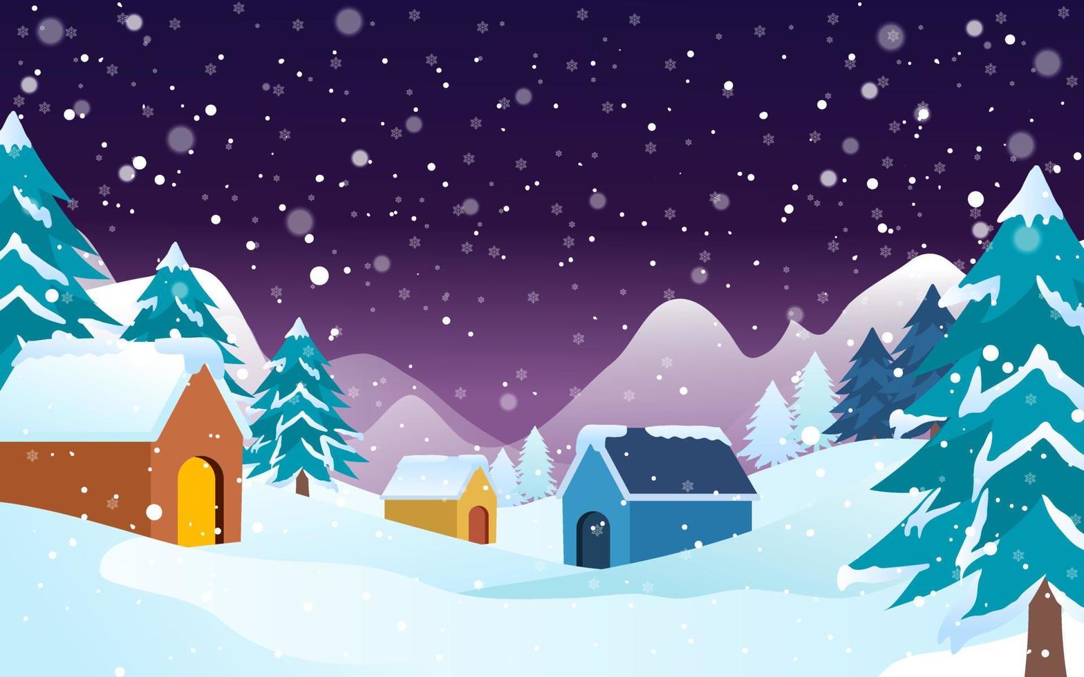 Flat winter outdoor scenery landscape vector