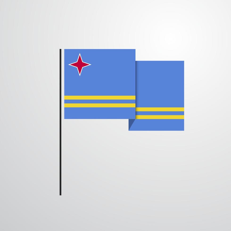 vector de diseño de bandera ondeante de aruba