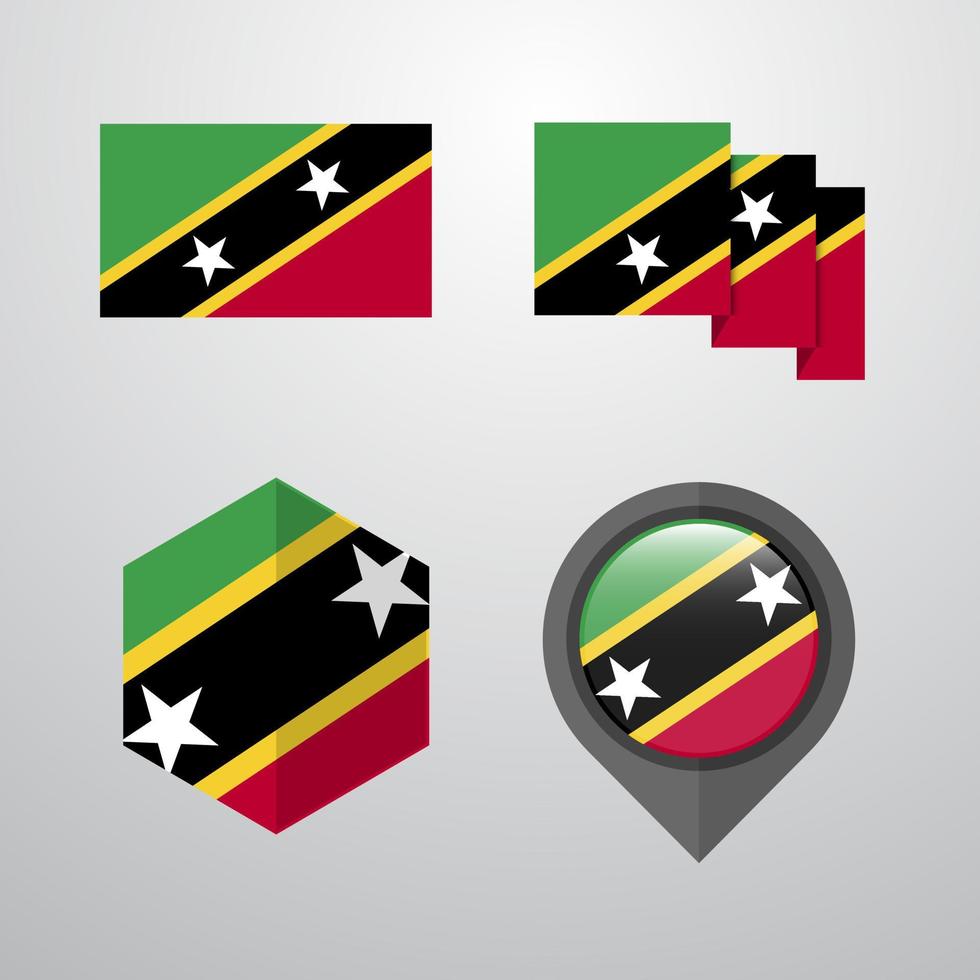 vector de conjunto de diseño de bandera de saint kitts y nevis