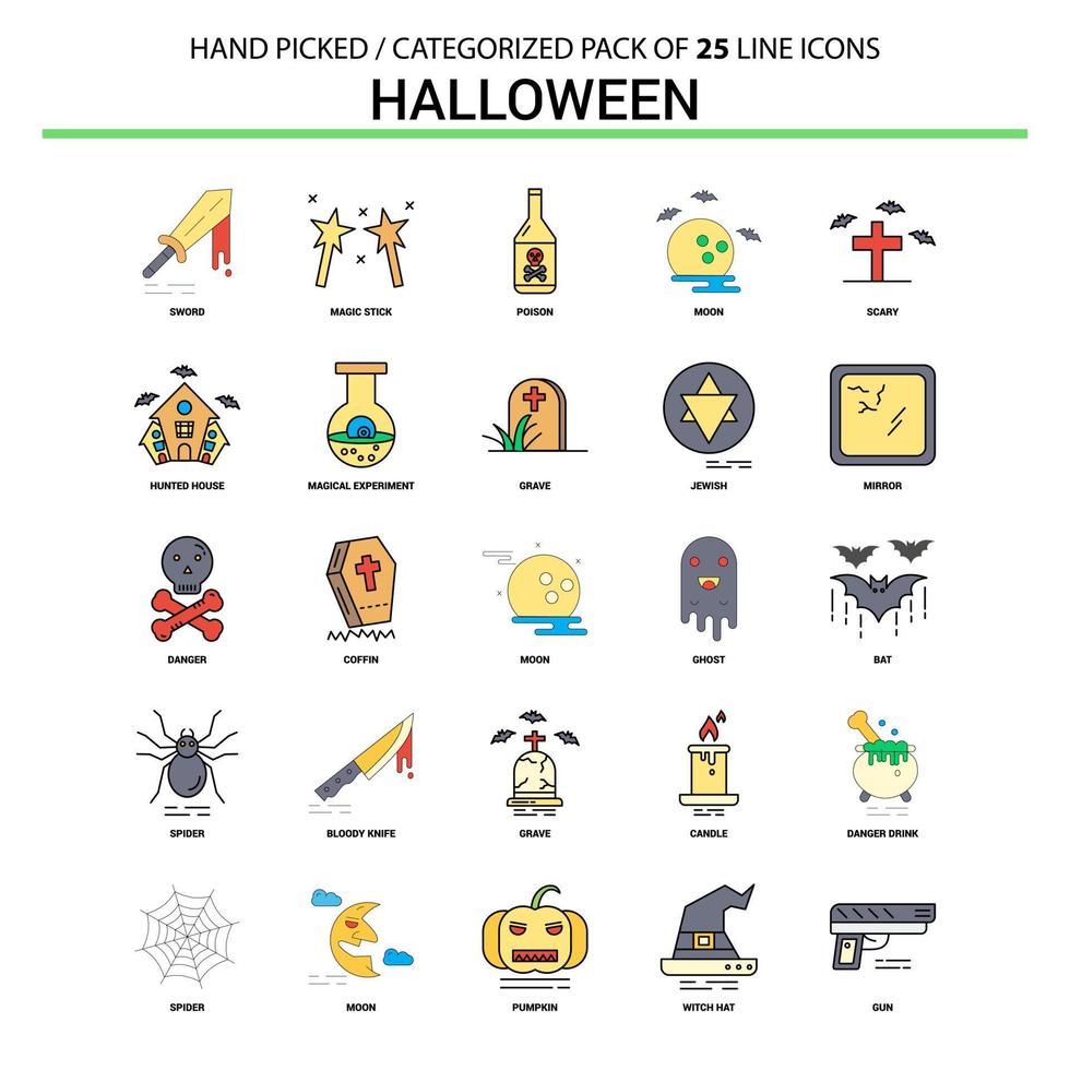 Halloween Flat Line Icon Set Business Concept Icons Design vector