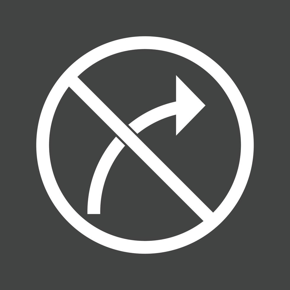 No right turn Glyph Inverted Icon vector