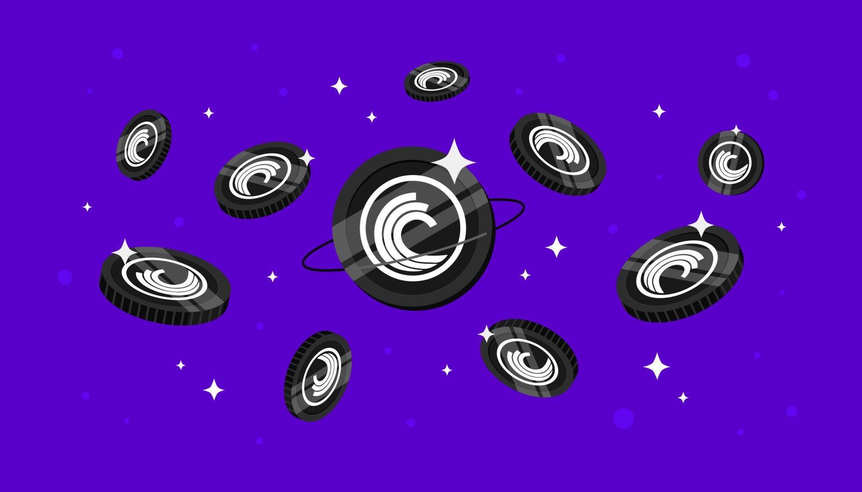 BitTorrent Token falling from the sky. BTT cryptocurrency concept banner background. vector