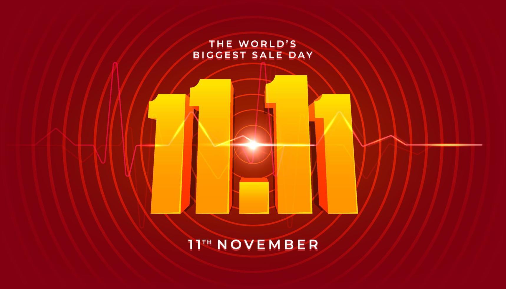 11.11 Online sales day coming banner. Red background special offers and promotion template design. vector