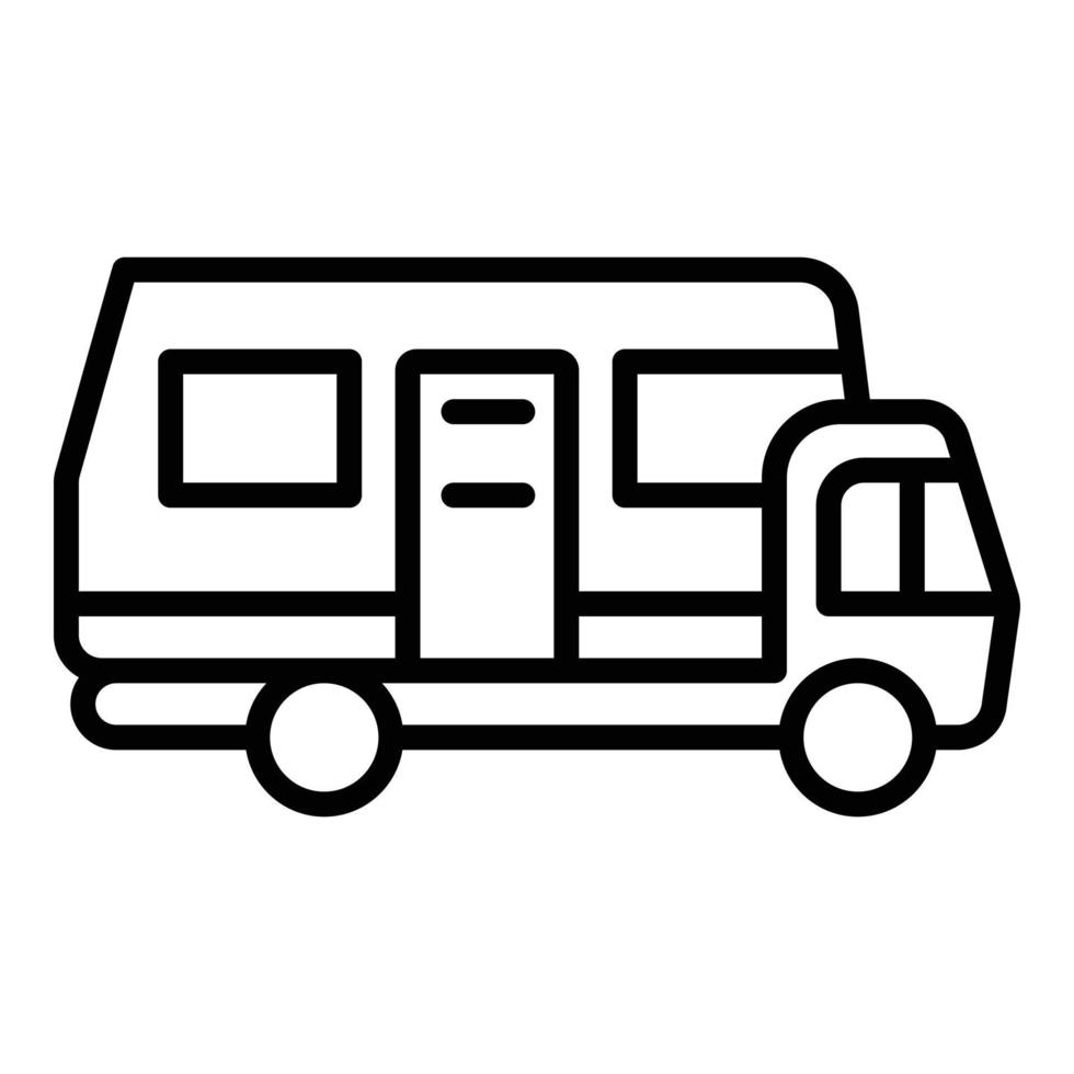 icono de autobús de autocaravana, estilo de esquema vector