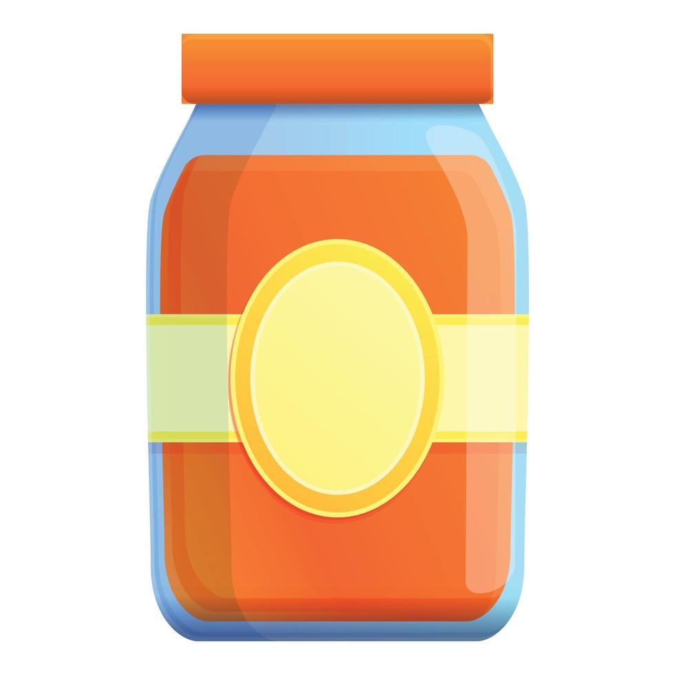 Sauce glass jar icon, cartoon style vector