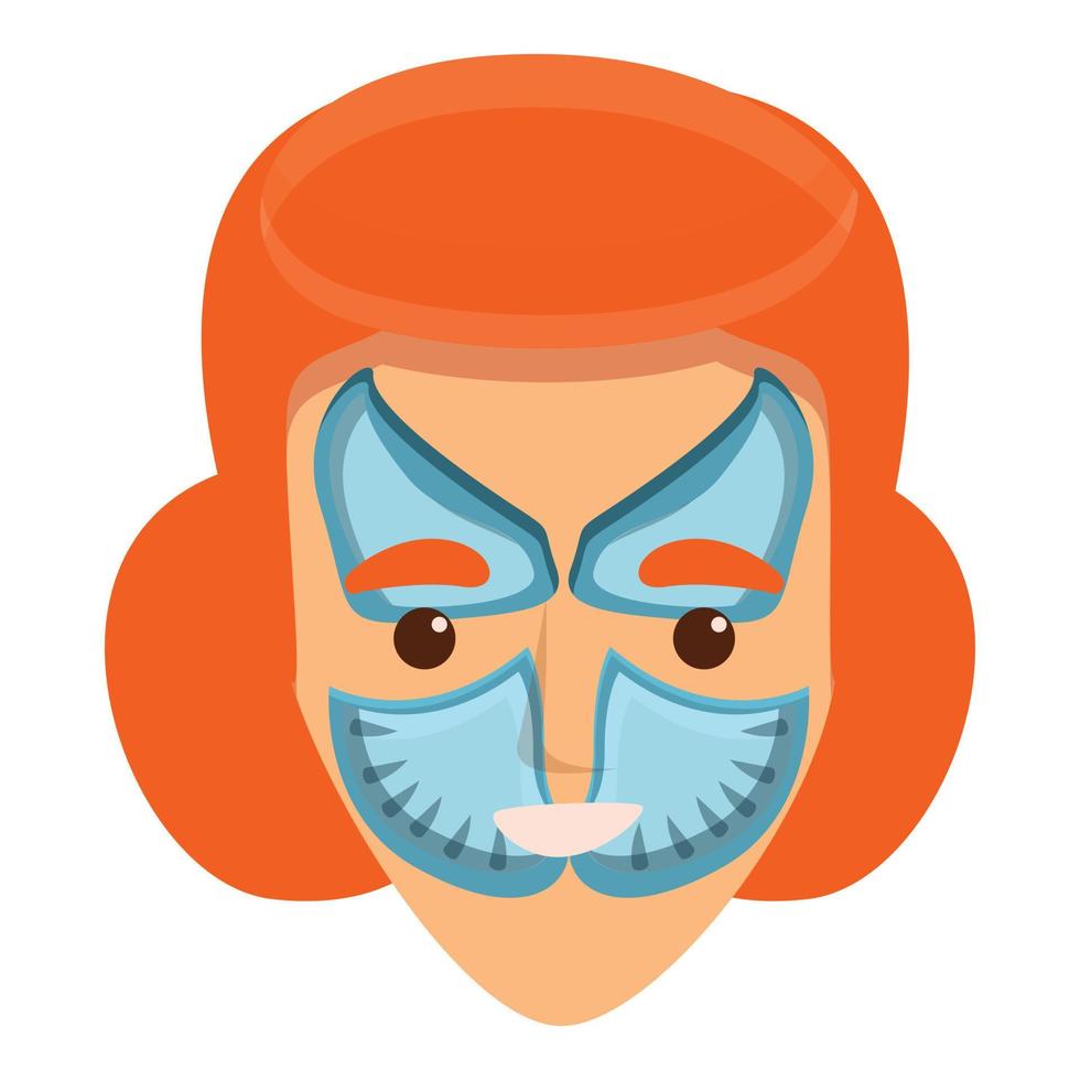 icono de pintura facial, estilo de dibujos animados vector