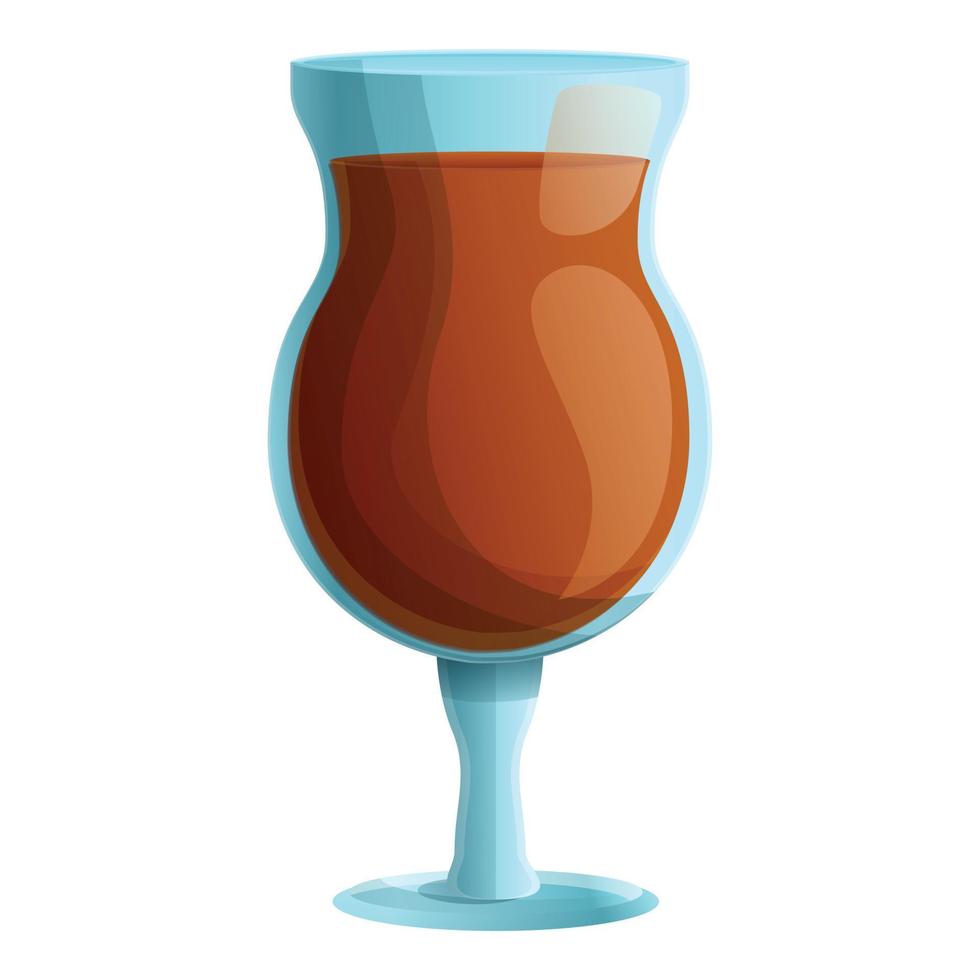 Hot chocolate glass icon, cartoon style vector