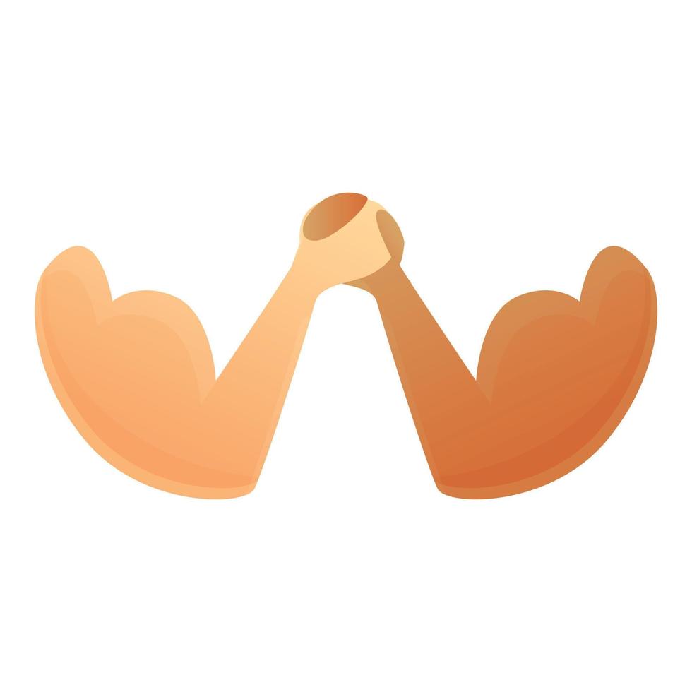 Together arm wrestling icon, cartoon style vector