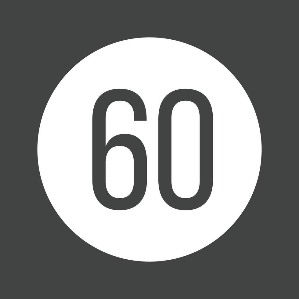 límite de velocidad 60 glifo icono invertido vector