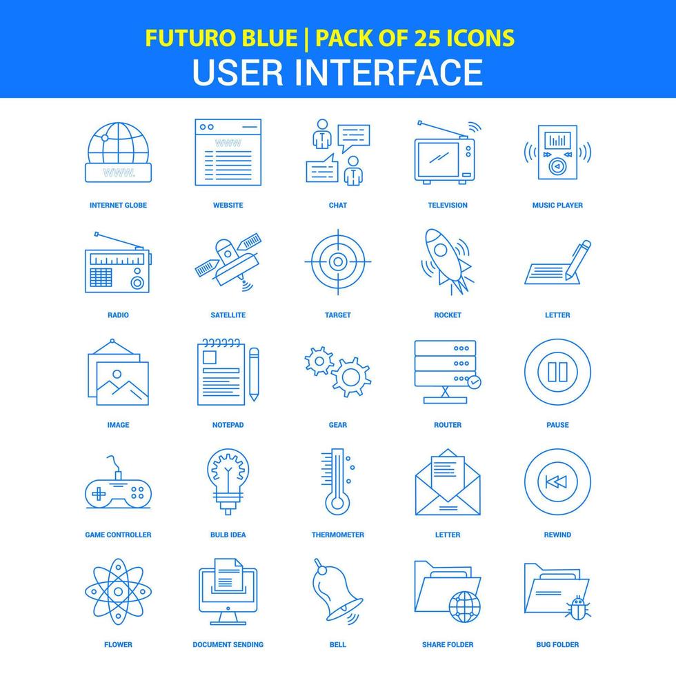 User Interface Icons Futuro Blue 25 Icon pack vector