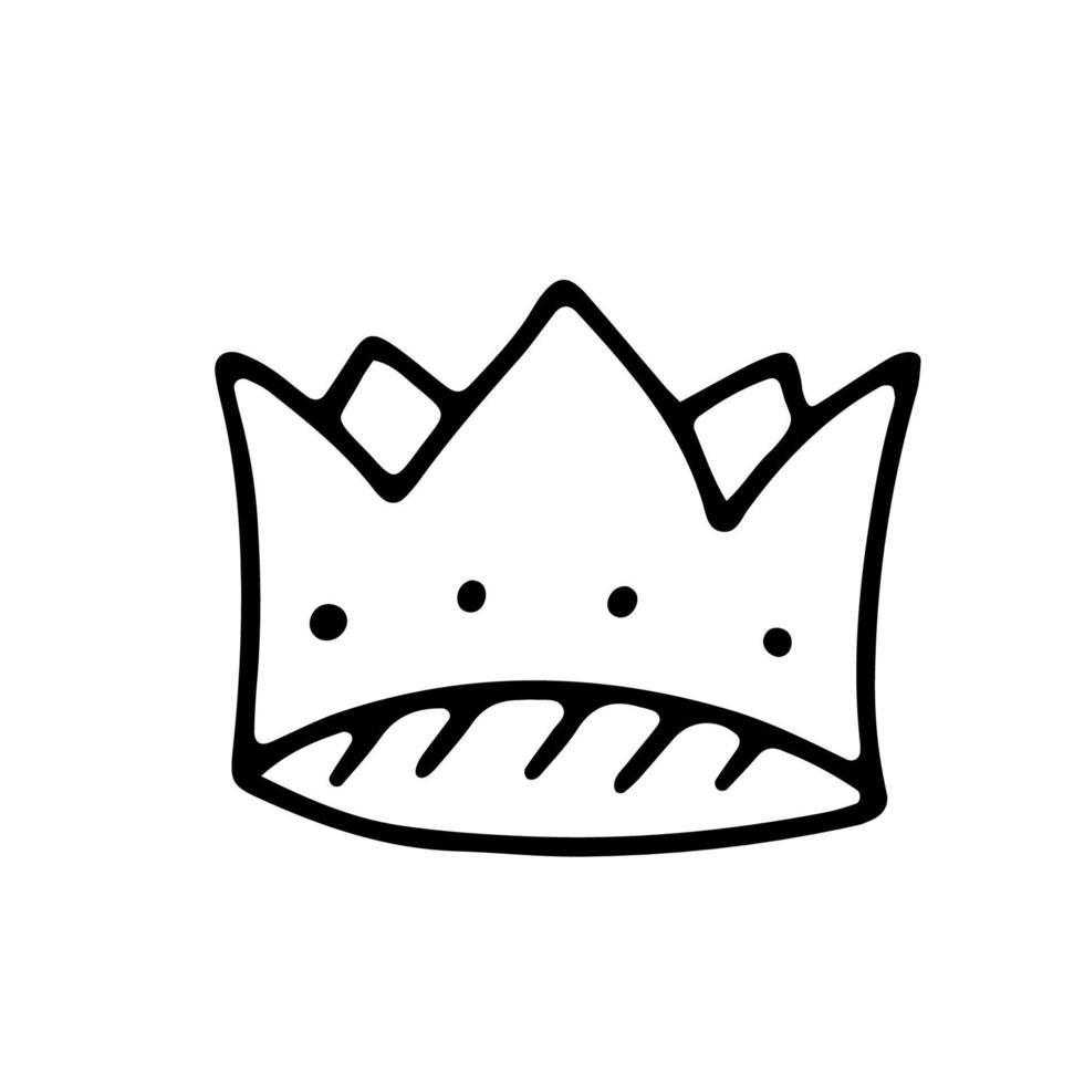 Crown doodle. Hand drawn sketch crown isolated on white background. vector