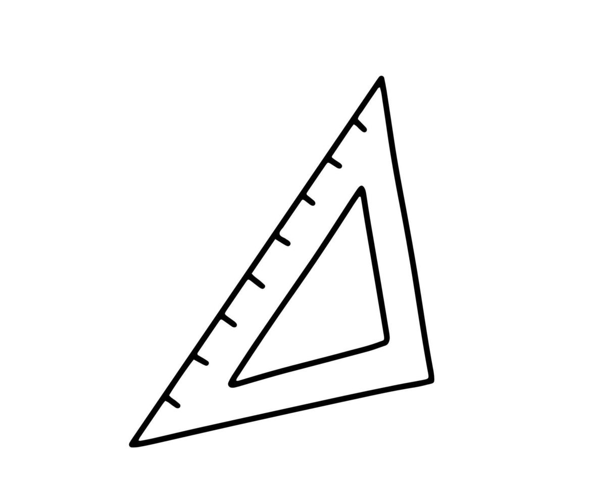 Triangular ruler. Doodle vector illustration Isolated on white