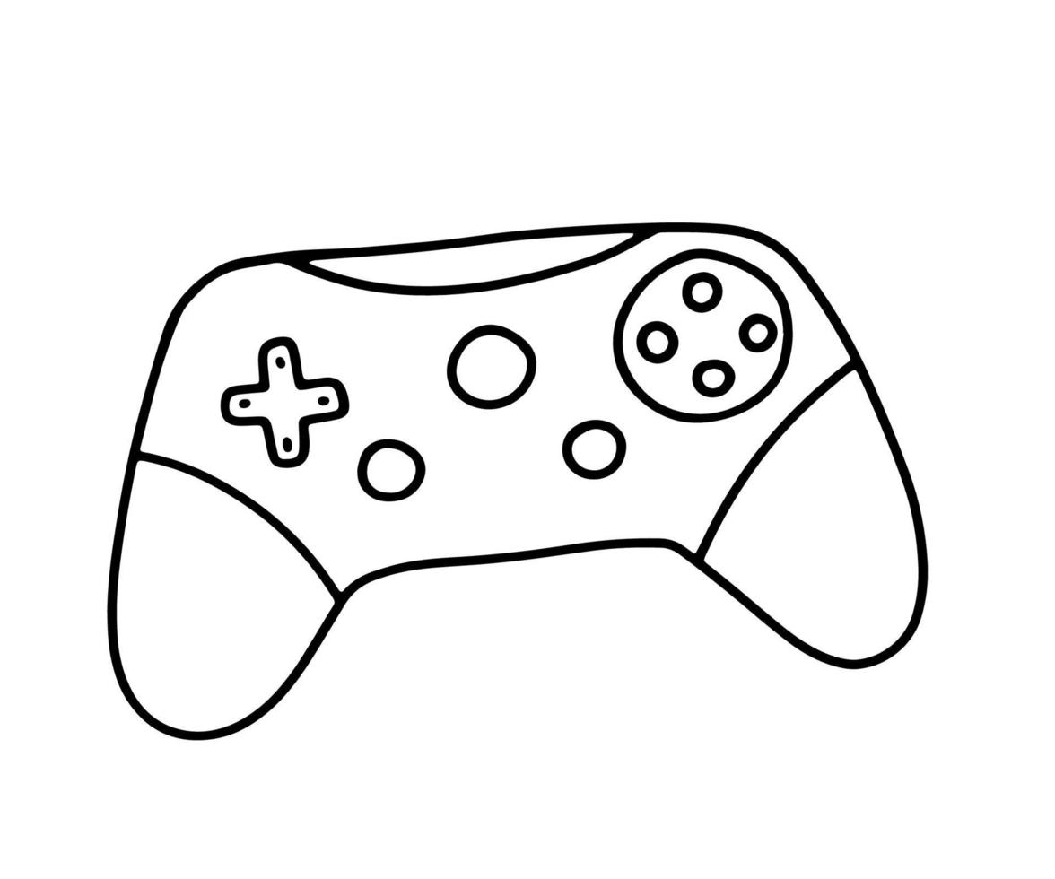 joystick de boceto de línea. garabato, vector, gamepad, aislado, blanco vector