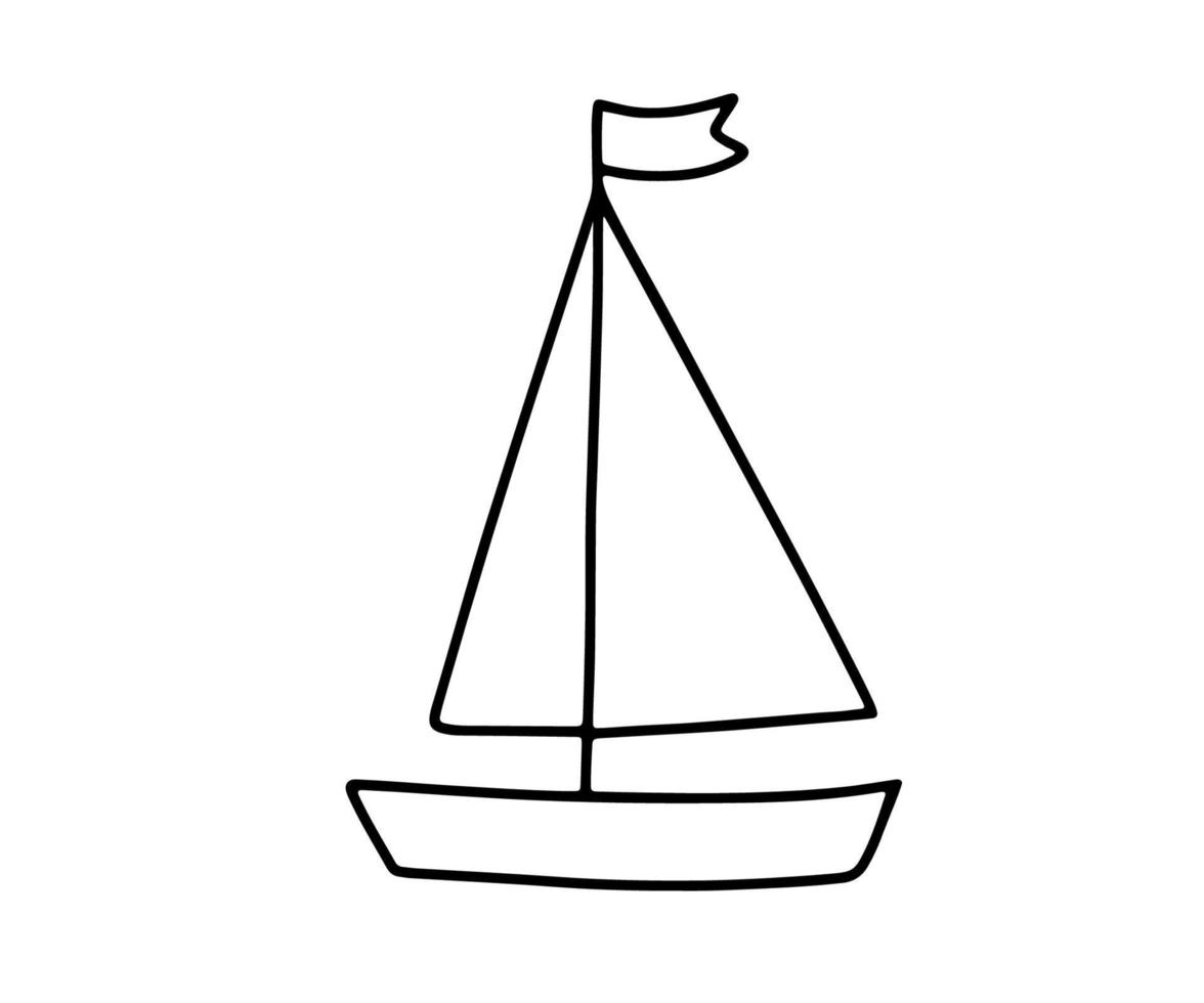 barco de garabatos dibujado a mano o velero. boceto ilustración vectorial aislado en blanco vector