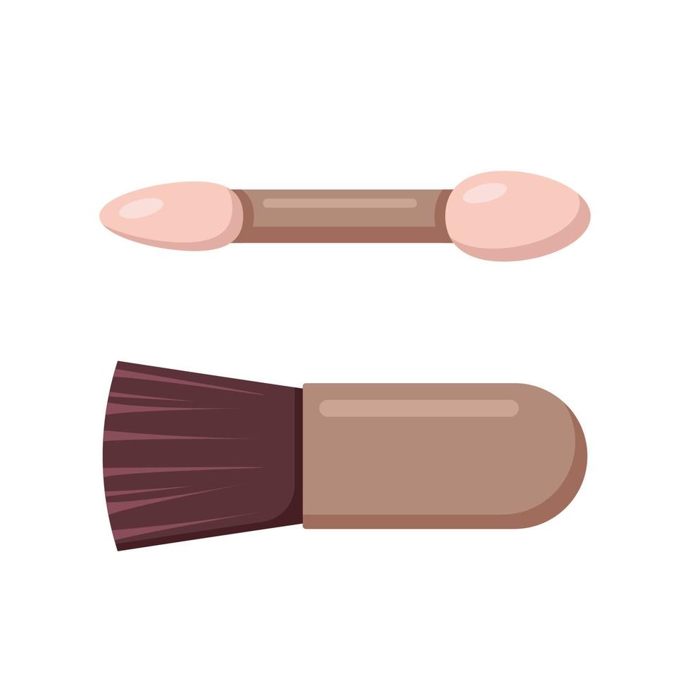 makeup tools Blush brush and eyeshadow sponge. vector illustration