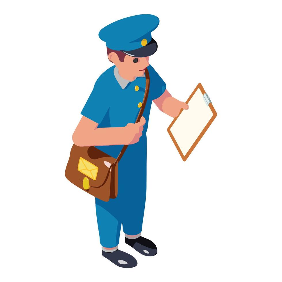 Postman delivery icon, isometric style vector