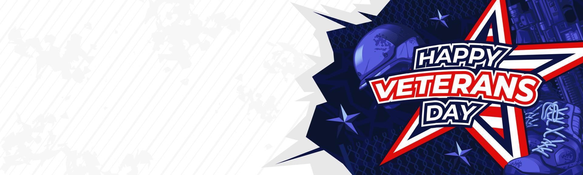 Happy Veterans Day Banner with Text Space vector