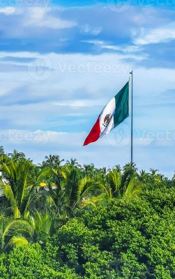 Mexican green white red flag in Zicatela Puerto Escondido Mexico. photo