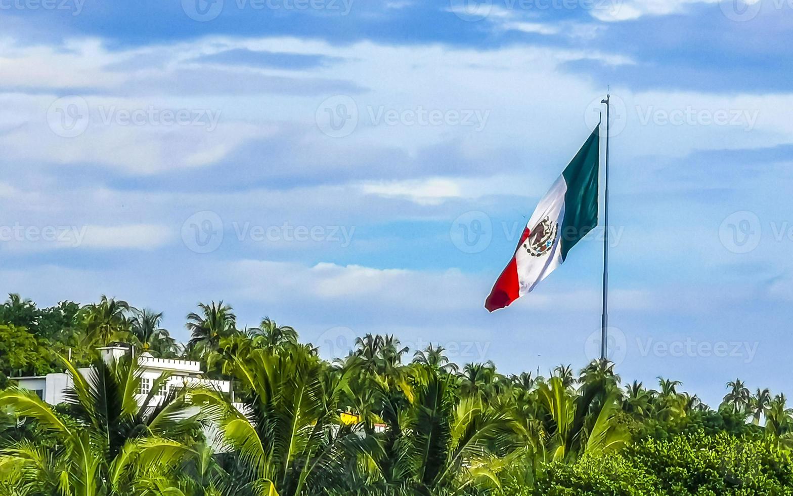 Mexican green white red flag in Zicatela Puerto Escondido Mexico. photo