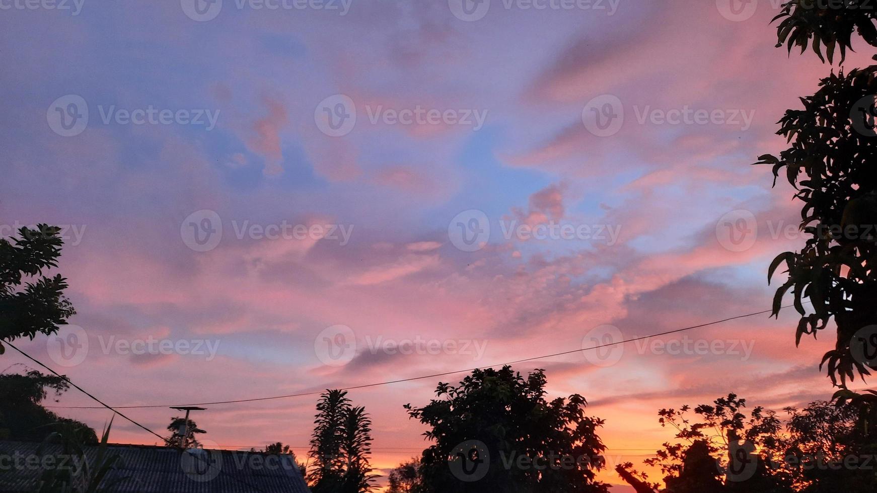 Pink and blue evening sky background 04 photo