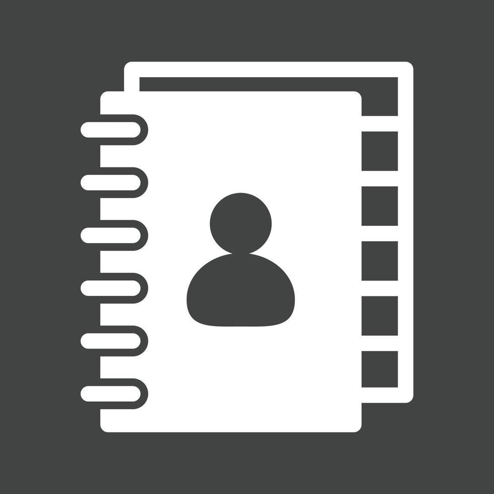 Contacts Book Glyph Inverted Icon vector