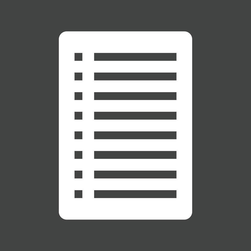 Bulleted Notes Glyph Inverted Icon vector